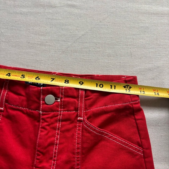 Anthropologie Maeve Delaney Mid Rise Wide Leg Flare Jeans Red 25 - Picture 7 of 10